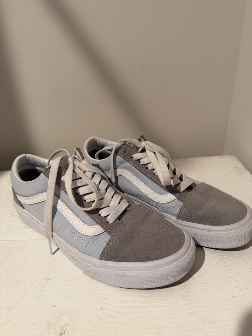 Vans Old Skool Low-Top Sneakers in Gray and Light Blue